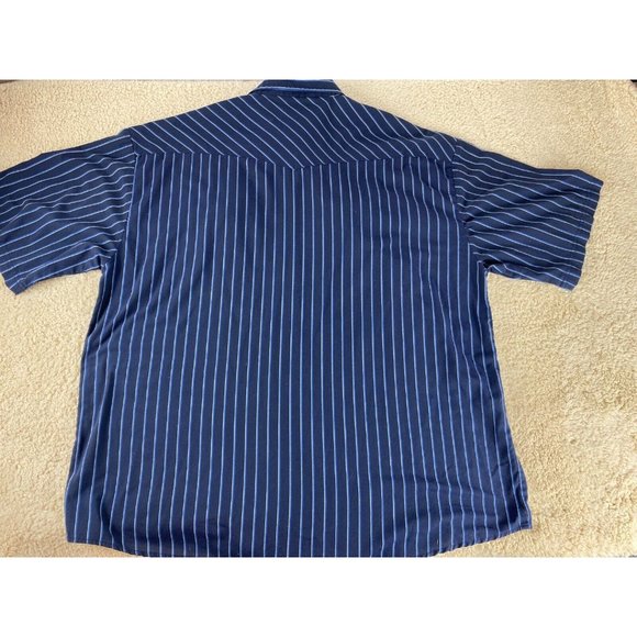 Stoneriver Outfitters Mens Sz 2X Blue Striped Pearl Snap Short Sleeve Shirt - Picture 7 of 8